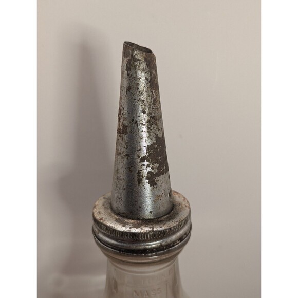 Vintage 1950's Sunoco Glass Motor Oil Bottle Jar One Quart with Spout - Picture 3 of 5